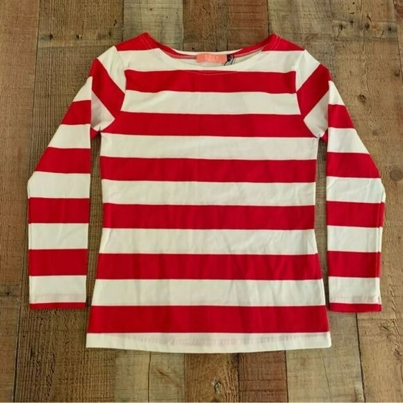 SSLR girls collection red and white striped long sleeve shirt -M - Picture 1 of 7